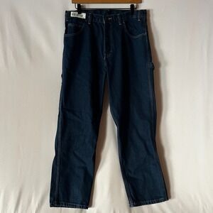 WearGuard Mens Utility Workwear Jeans 34x30 Dark Blue Denim Straight Leg Durable